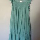 LC Lauren Conrad  Green Smocked Ruffle Sleeve Midi Dress Size M Medium Teal Party Photo 0