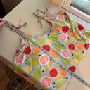 Kortni Jeane Bright Fruit Print Built in Bra Flowly Bow Tie Strap Cropped Top Swim 2XL Photo 9