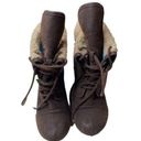 blowfish  Brown Distressed Look Faux fur Lace-up Combat Boots Womens Size 9 Photo 0