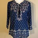 Style & Co NWT!  Desert Wind Bohemian Navy Peasant Style Blouse Petite Small Photo 0