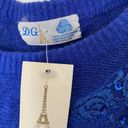 Vintage Blue D.G. NWT  lambswool angora sweater pullover beaded shoulder pads Photo 5