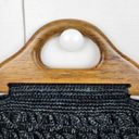 Nicole Miller  Collection Knit Boho Clutch Wood Handle Purse Handbag Snap Button Photo 10