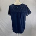 North Crest  Scoop Neck Eyelet Navy Blue Blouse Top Size XL NWT Photo 6