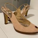 Isaac Mizrahi  tan peep toe heels — size 9.5 Photo 0