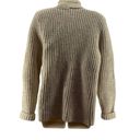 L.L.Bean  Vintage Shetland Wool Cardigan Single Button Ribbed Knit Beige Size Med Photo 4