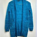 Relativity  Long Open Front Cardigan Sweater Mohair Wool Blend Petite Small Blue Photo 0