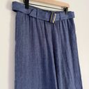 J.Jill  Linen Women’s Jenna Stretch Belted Wide Leg Crop Pants Blue Size Small Photo 3