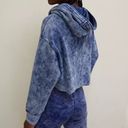 Urban Outfitters  Navy Acid Wash Cropped Zip Up Oversized Hoodie Sweatshirt Large Photo 2