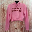 Grey Lab Pink Same Shift Different Day Shoulder Pad Cropped Hoodie Sweatshirt Size XS Photo 0