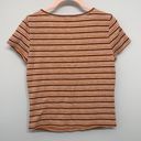 Garage  Black, White, Pink, and Orange Striped Cropped Tee Shirt Photo 1