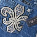 Miss Me NWT  Boot in Dark Blue Fleur de Lys Rhinestone Stretch Jeans 27 x 33 Photo 3