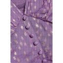 Rococo  Sand Button-Embellished Metallic Georgette Blouse in Purple/Gold Photo 4