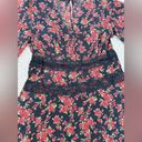 Topshop  Floral Long Sleeve Chiffon Minidress RED BLACK Size 4 Photo 8