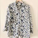 Rachel Zoe  Linen Button Down with Blue and White Floral Pattern - Size M Photo 1