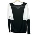 Vince  Womens Size S V Neck Shirt Black White Colorblock Semi Sheer Long Sleeve Photo 4