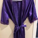 Petra Fashions Vintage  Size Large Violet Silky Night Robe with Tie Belt Photo 0