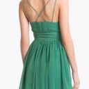 BB Dakota Dress Womens Size 4 Edie chiffon Mini fit and flare Green Pleated Photo 3