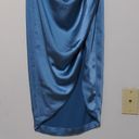 Elliatt  Cassini One Shoulder Party Dress Blue Ruched Drape Lined Midi Slit Zip S Photo 3