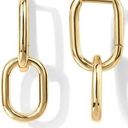 14K Gold Convertible Link Huggie Earrings for Women | Paperclip Link Earrings Photo 0