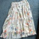 Ralph Lauren Lauren  size 12 maxi white water color floral skirt poly tiered Photo 5