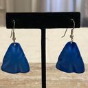 Royal Blue Metal Triangle Dangle Drop Statement Earrings Photo 1