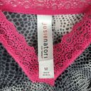 Natori Jose  Black And Grey Patterned Cami With Hot Pink Accents Size M Photo 3