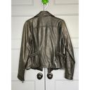 Banana Republic  Brown/Gray 100 % Leather Moto Zip Front Jacket Size Small Photo 4