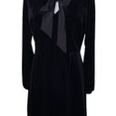 Ralph Lauren Lauren  Velvet Dress Tie Neck Fit & Flare V Neck Black Womens 10P Photo 5