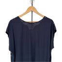 The Moon Full Maternity Reece Mixed Material Top Navy Copper Dot 2X NWT StitchFix Photo 6