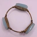 Bourbon And Bowties Gold Tone Blue Beaded Large Bangle Statement Bracelet Photo 1