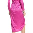 Saylor NWT  Satin Jacquard Midi Dress Magenta Pink Leopard Drapey Size Medium NEW Photo 3