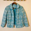 Vintage Blue  & White Daisy Floral Button Up 60s Little Jacket Photo 1