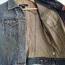 Gap Vintage  Womens Denim Jean Jacket Dark Dirty Wash Fall 2002 Preppy Size S Y2K Photo 7