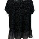 Adrianna Papell NWT  Black Velvet Peplum Top Size Large Photo 1