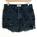 One Teaspoon  Black Denim Junkyard Destroyed Mini Skirt Size 25 Photo 4