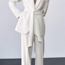 ZARA NWOT  White Belted Tuxedo Blazer. Size Small Photo 2