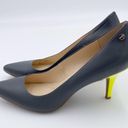 Calvin Klein  Ashley Pump Leather High Heels Grey Neon Yellow Women's Size 8 Photo 8