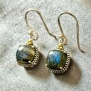 Free People 925 Solid Sterling Silver Stamped Genuine Labradorite Earrings Photo 5