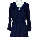 Adelyn Rae Dark Blue Lace Romper SIZE XS Long Sleeve Embroider Cocktail Romantic  Photo 3