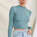 Forever 21 NWT  Teal Fitted Sweater-Knit Crop Top Sz. M Photo 0