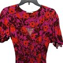 Abel the label  Dress Small High Low Maxi Purple Red Floral Short Sleeve Swing Photo 5