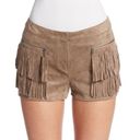 BCBG MaxAzria Weston Suede Fringe Shorts, Mocha, Size S Photo 5