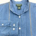 Krass&co VINTAGE Lauren Jeans . Ralph Lauren Womens 4 Denim Shirt Stripe Button Front Photo 4