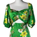 Collective Concepts  Floral Puff Sleeve Cutout Midi Dress Green Yellow L Photo 3