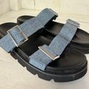 Raye NWOT  Clifton Slip On Denim Double Strap Slide Sandal Denim/Black Women's 8 Photo 2