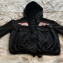 I Joah black hooded embroidered floral jacket, size M pockets button closure Size M Photo 10