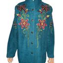 Bob Mackie Vintage  Wearable Art Embroidered Floral Fleece Jacket Photo 0