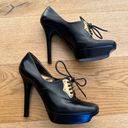 Gucci  Vintage Leather Ankle Boots with Gold Lace Plate in Black Photo 1