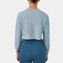 Halara  Long Sleeve Cropped Dropped Shoulder Sports Top Baby Blue Small HT29 Photo 1