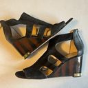 Louise et Cie   Lo-Mirin Black Leather Wedge Sandal size 8.5 Photo 0